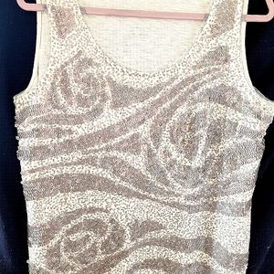 Coldwater Creek Tank L Sequin Cream